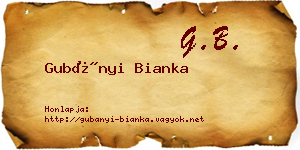 Gubányi Bianka névjegykártya